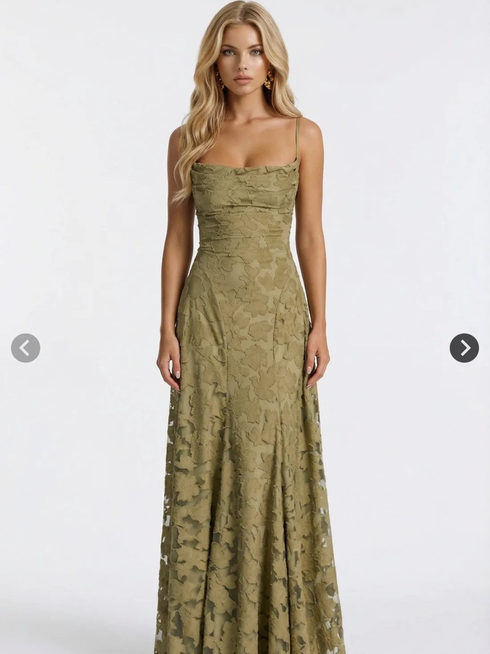 Green Lace Open Back Dress